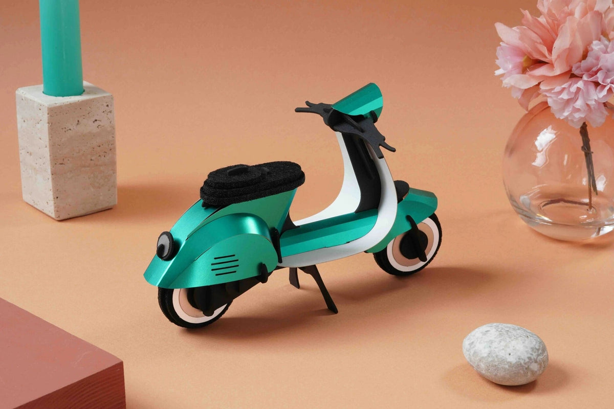 3D puzzel vintage scooter groen DIY - cadeau van Kado in Huis