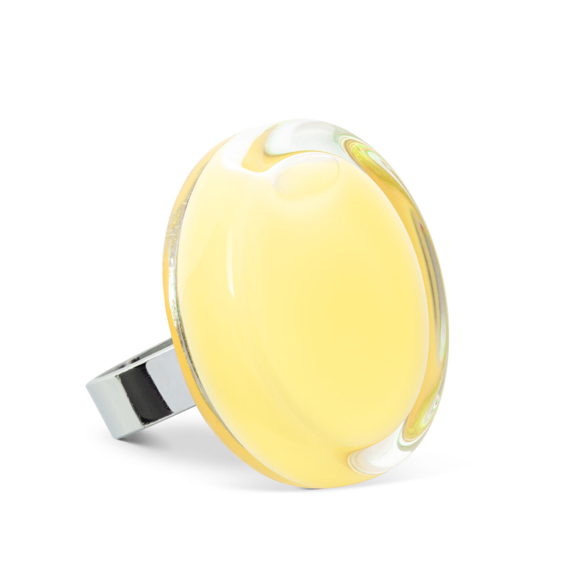 Glazen Ring Cachou Medium Pastel Yellow Verstelbare Ring - detailfoto 1