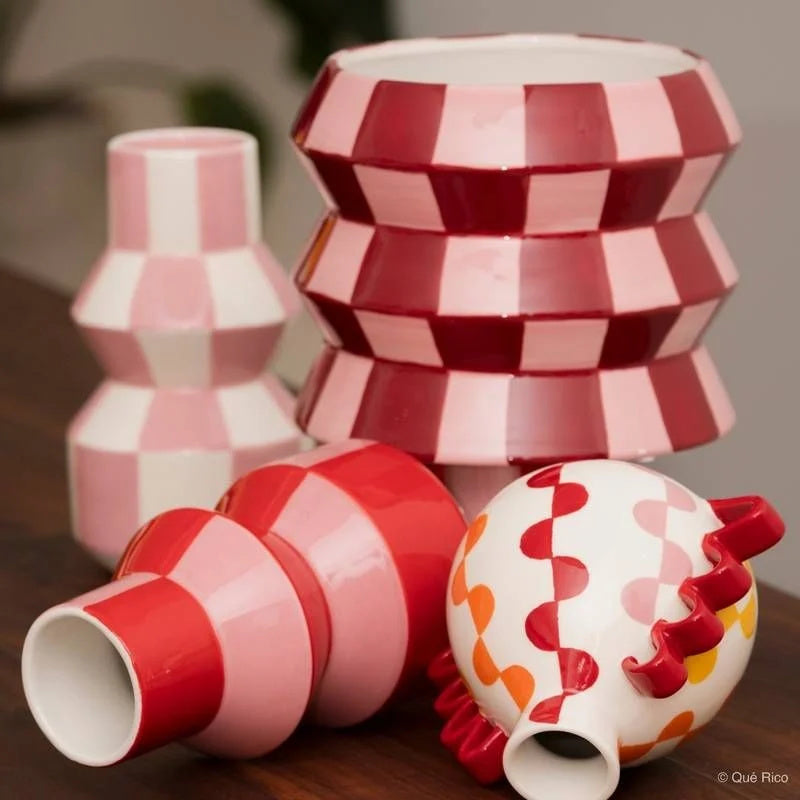 Roze vaas Celestino Squares en Stripes - detailfoto 3