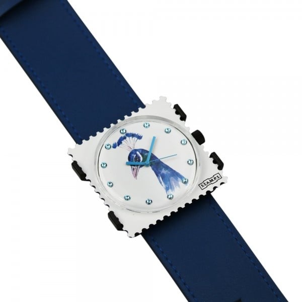 Horlogeband Classic Leder Blauw - detailfoto 4