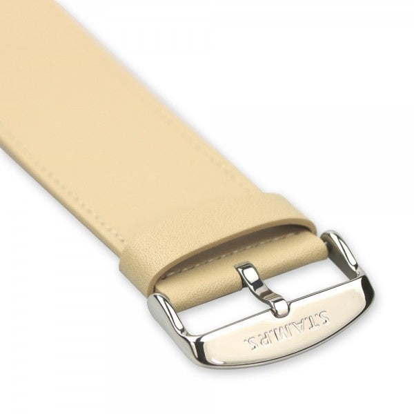 Horlogeband Classic Leder Beige - detailfoto 3
