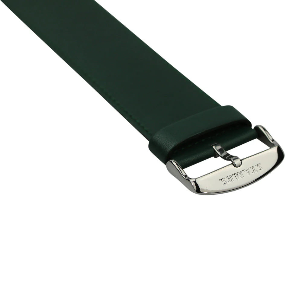 Horlogeband Classic Leder Donkergroen - detailfoto 4