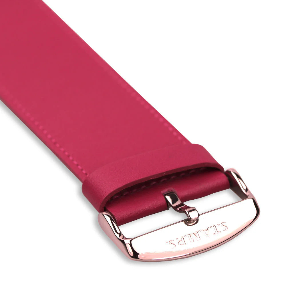 Horlogeband Classic Leder Fuchsia - detailfoto 3