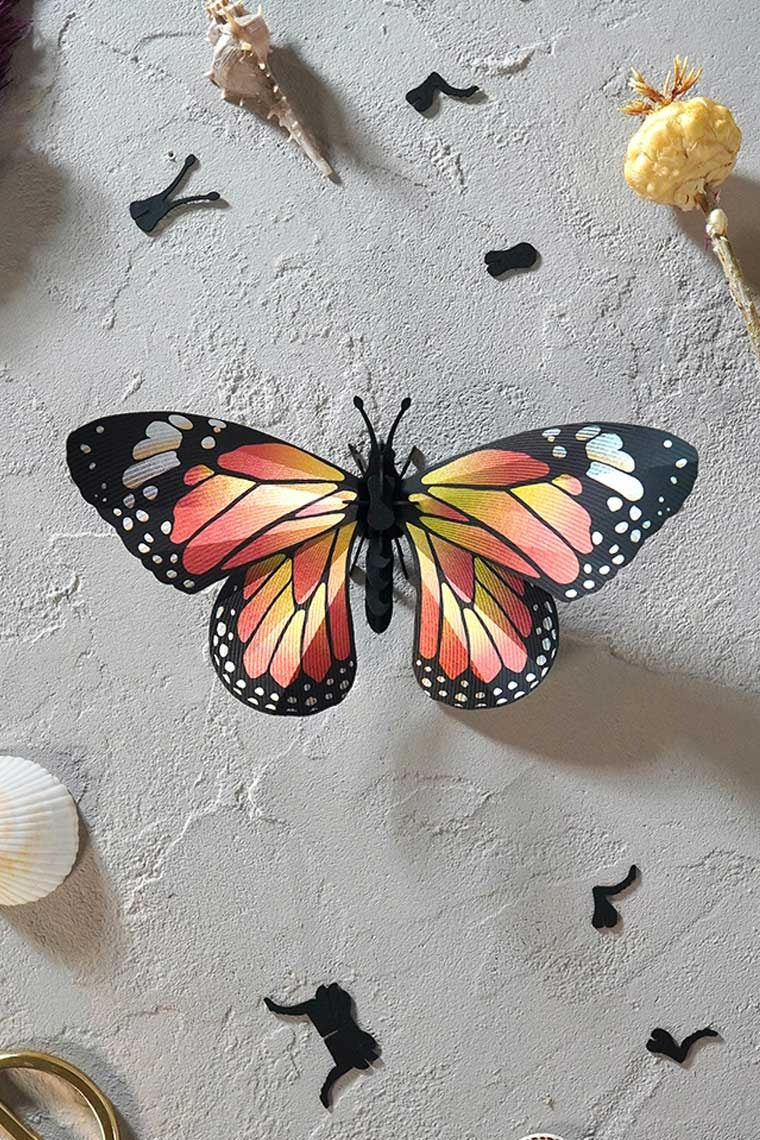 Papieren monarchvlinder insect 3D - detailfoto 3