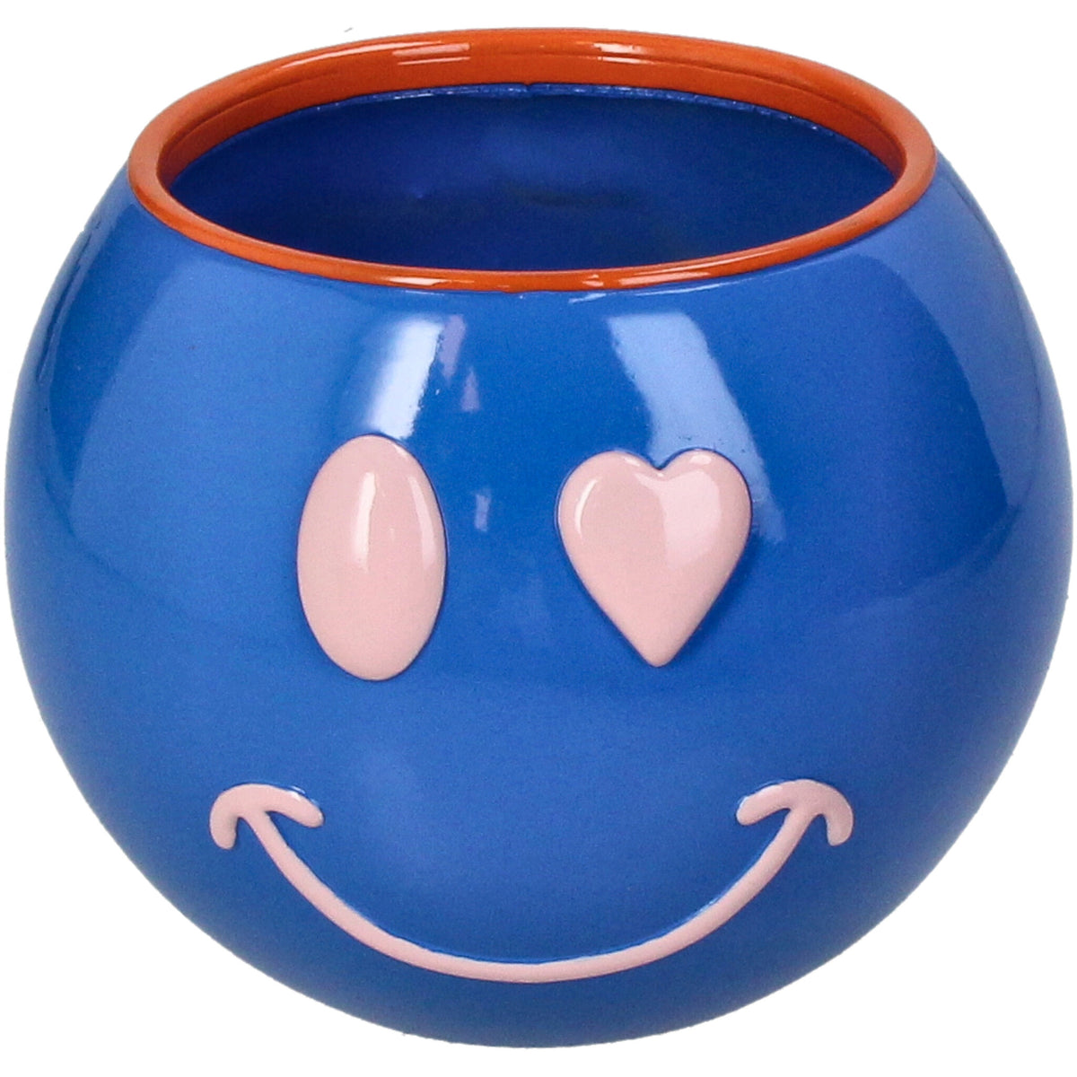 Blauwe bloempot Smiley Kersten - cadeau van Kado in Huis