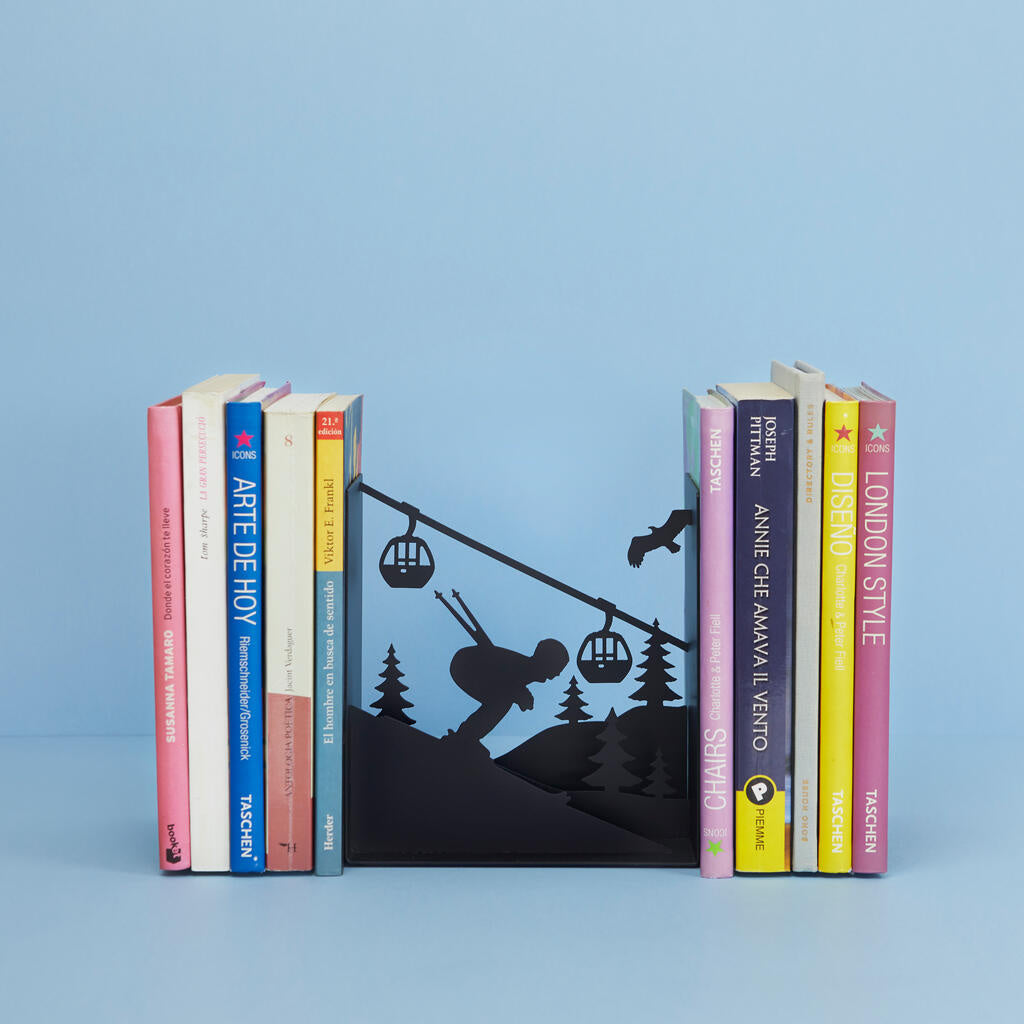 Boekensteun metaal zwart skipiste - cadeau van Kado in Huis