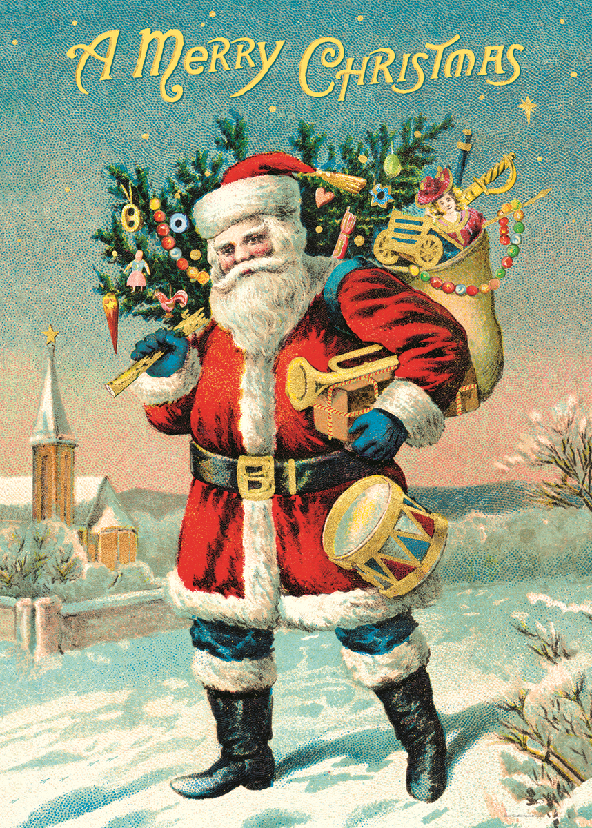 Vintage Schoolposter Vintage Santa - cadeau van Kado in Huis