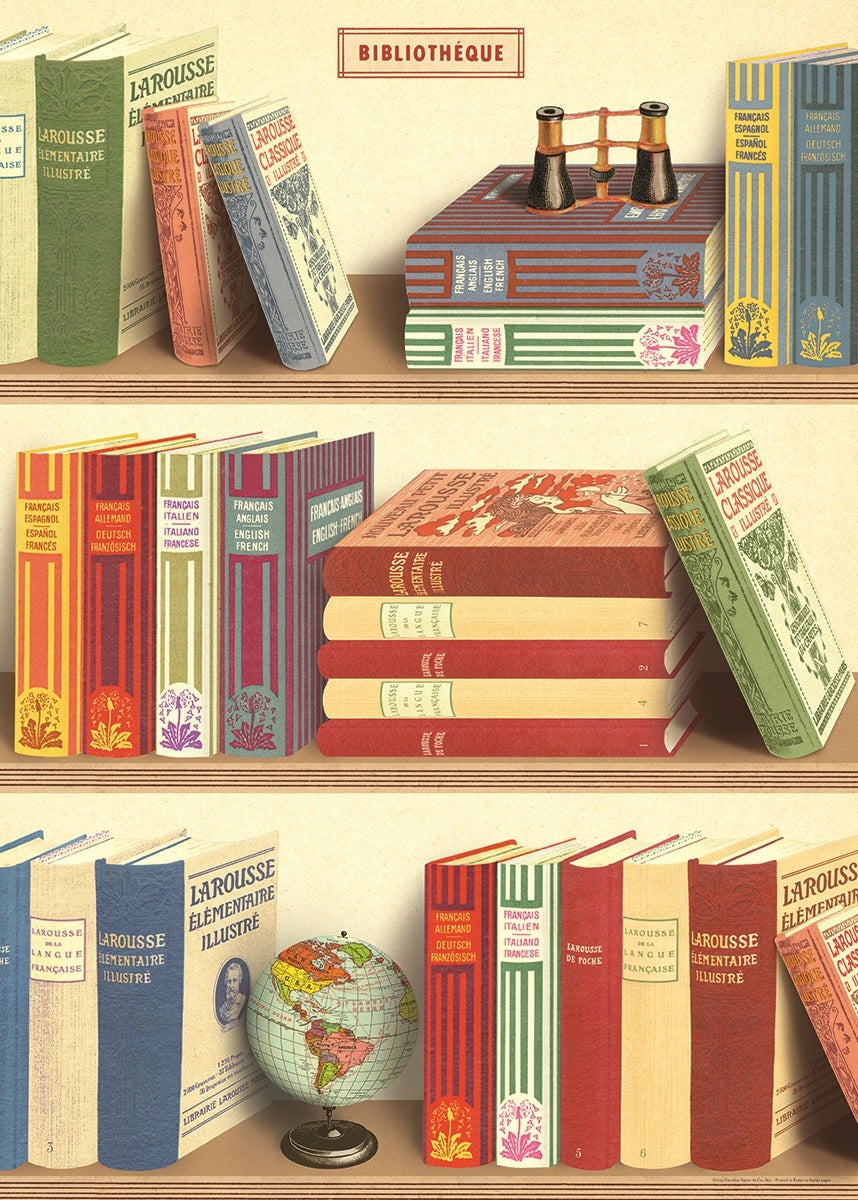 Vintage Schoolposter Library Books - cadeau van Kado in Huis