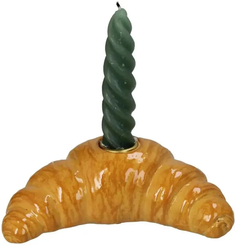 Hippe goudbruine croissant kaarsenhouder met een dinerkaars