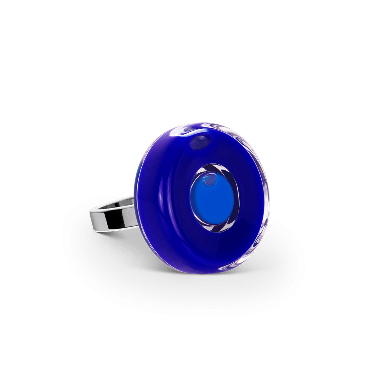 glas ring donkerblauw duo mini - cadeau van Kado in Huis