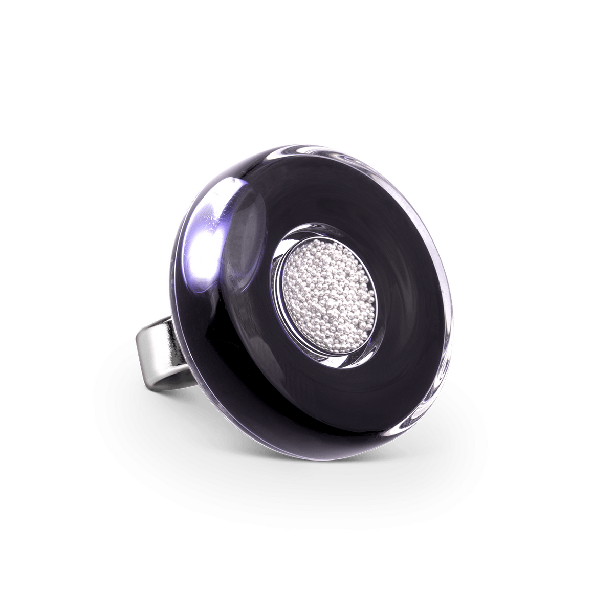 glas ring zwart zilver medium duo - cadeau van Kado in Huis