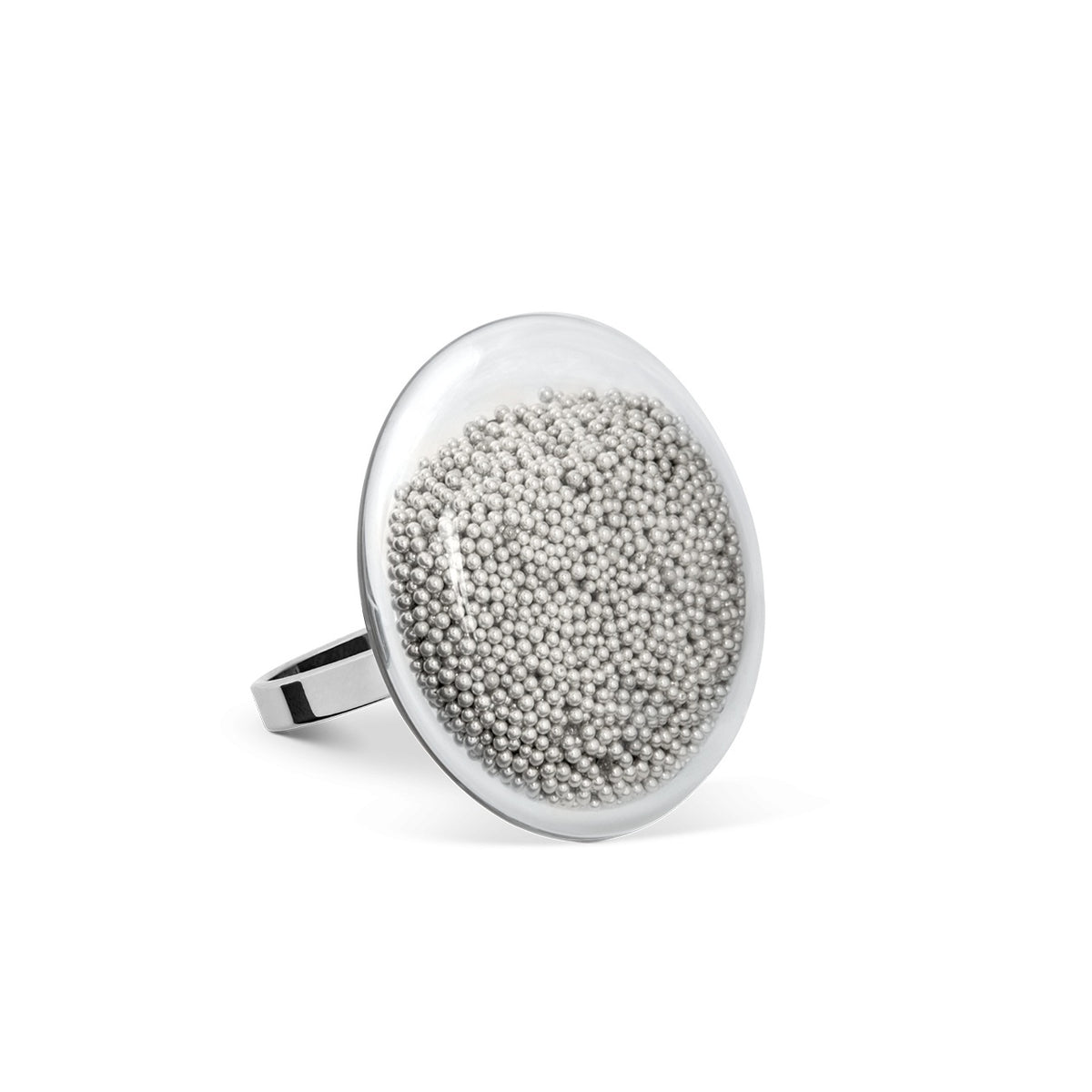 glazen ring mini zilveren kraaltjes Galet - cadeau van Kado in Huis