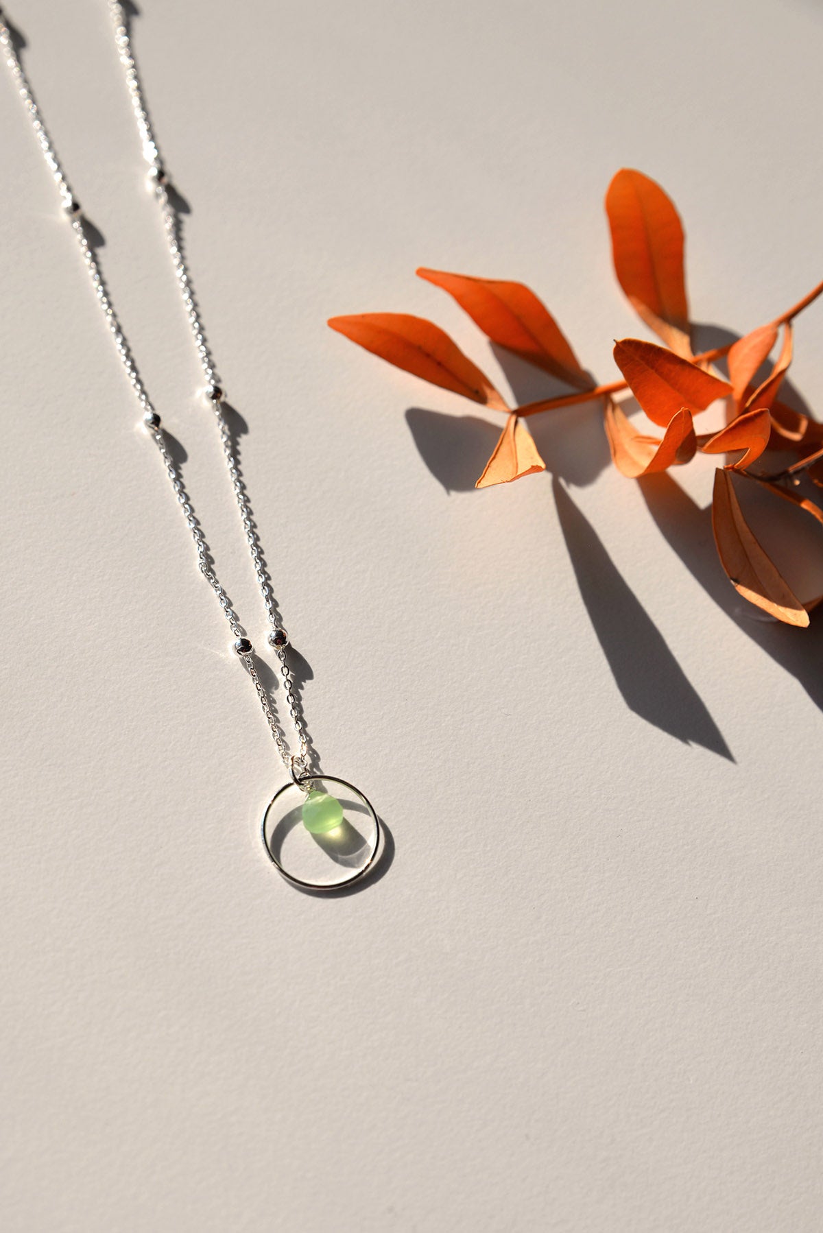 sieraden ketting groen zilver rond - cadeau van Kado in Huis