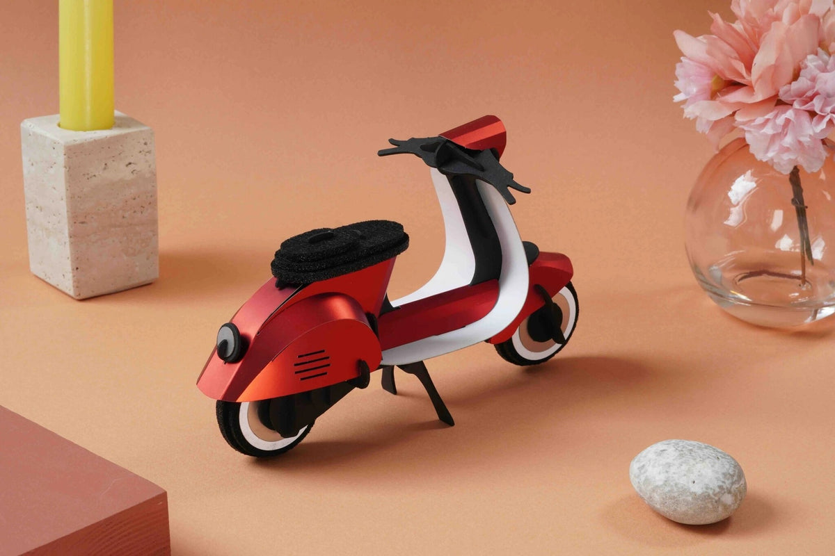 3D puzzel vintage scooter rood DIY - cadeau van Kado in Huis