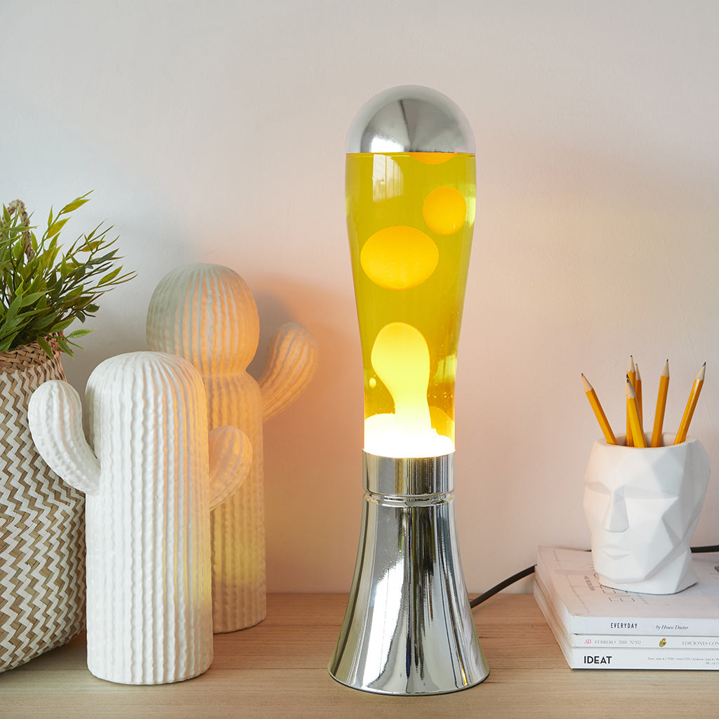 Lavalamp Magma  Zilver Geel Aluminium - detailfoto 2