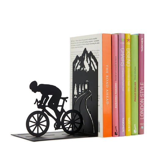 Boekensteun Fiets Zwart Metaal Cyclist - cadeau van Kado in Huis
