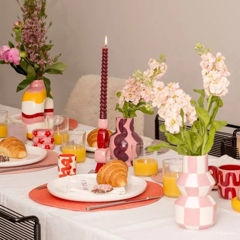 Roze vaas Celestino Squares en Stripes - detailfoto 2