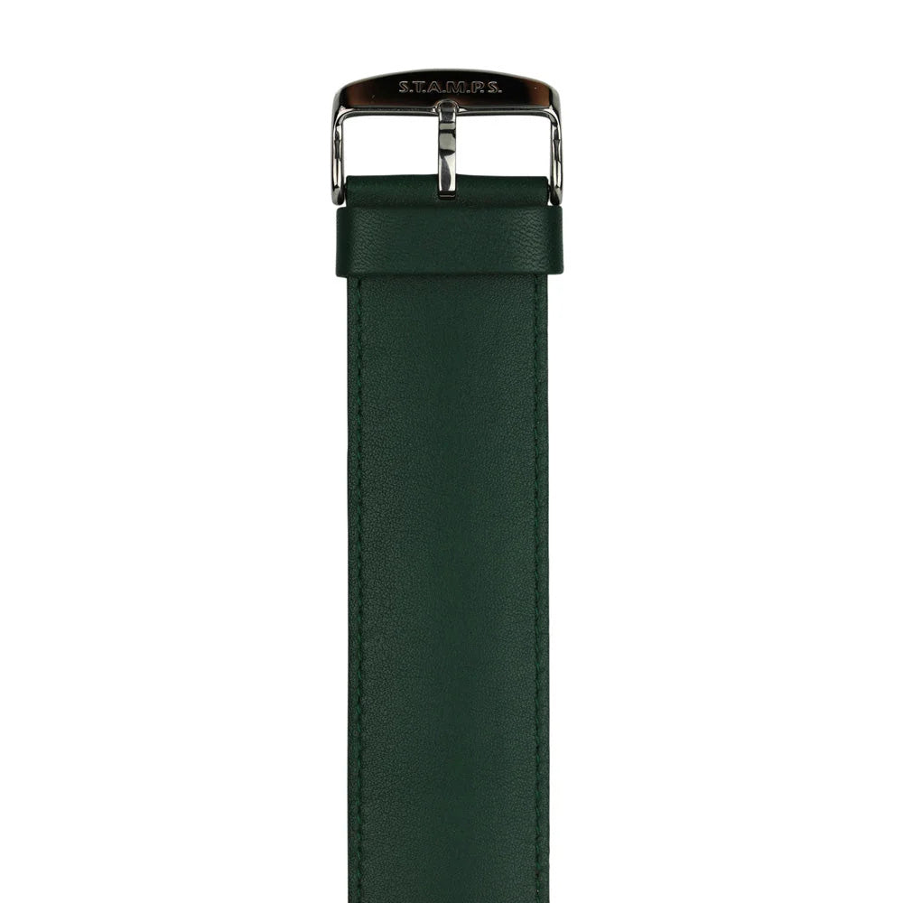 Horlogeband Classic Leder Donkergroen - detailfoto 1