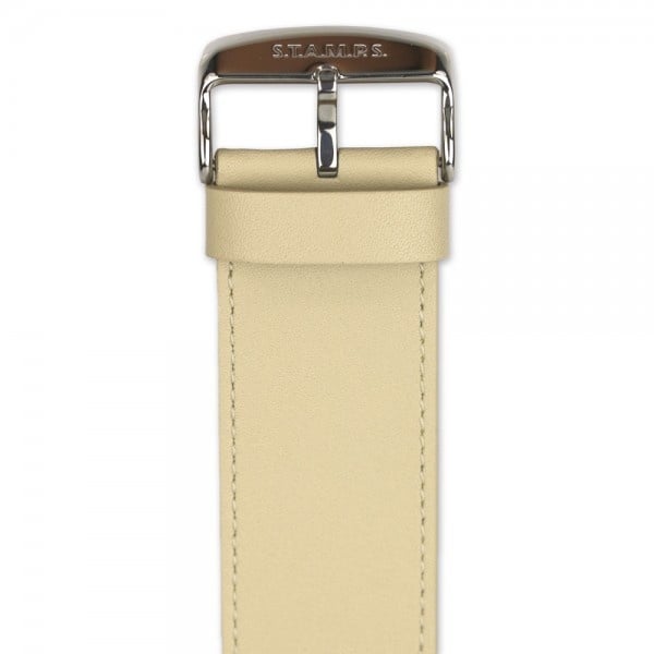 Horlogeband Classic Leder Beige - detailfoto 1