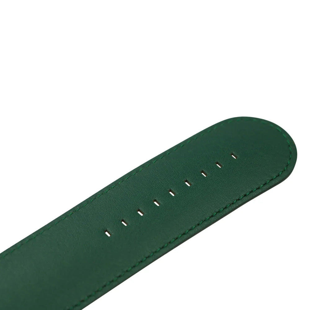 Horlogeband Classic Leder Donkergroen - detailfoto 3