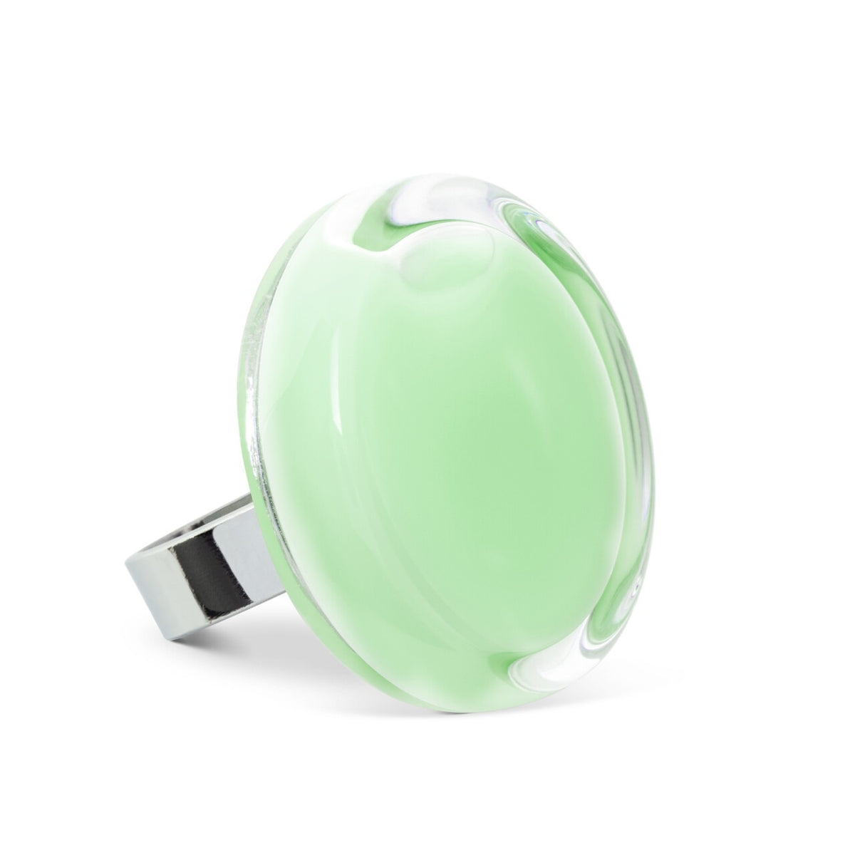 Glazen Ring Cachou Medium Pastel  Green Verstelbare Ring - cadeau van Kado in Huis