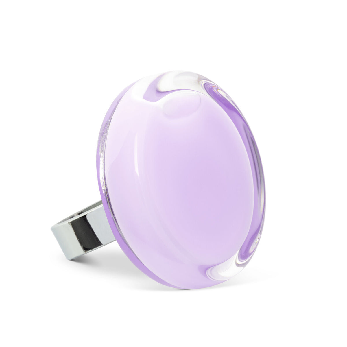 Glazen Ring Cachou Medium Pastel  Lila Verstelbare Ring - cadeau van Kado in Huis