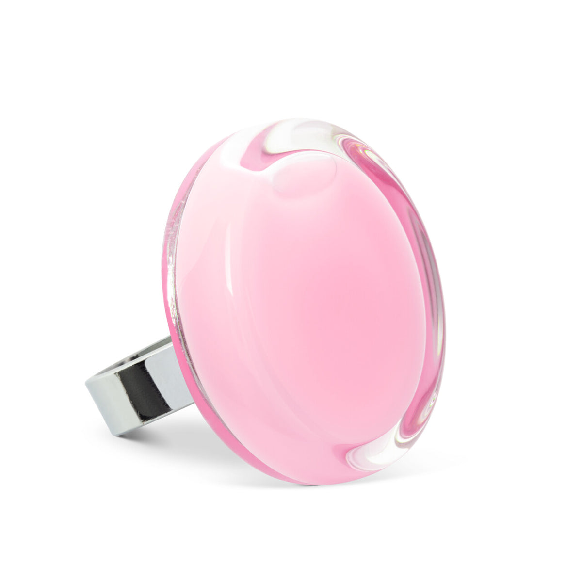Glazen Ring Cachou Medium Pastel  Pink Verstelbare Ring - cadeau van Kado in Huis