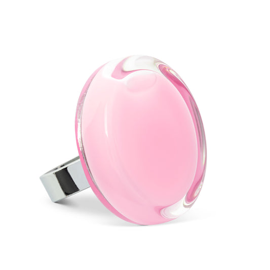 Glazen Ring Cachou Medium Pastel  Pink Verstelbare Ring - cadeau van Kado in Huis