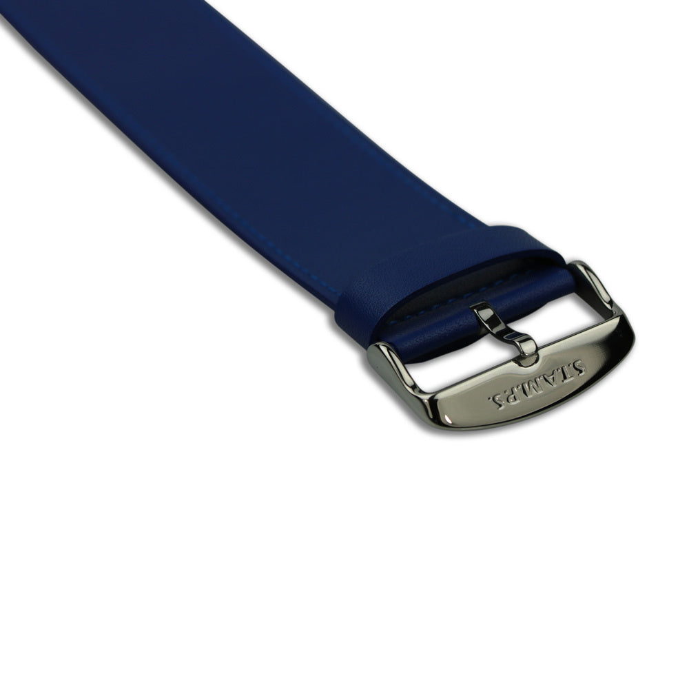 Horlogeband Classic Leder Diep Blauw - detailfoto 2