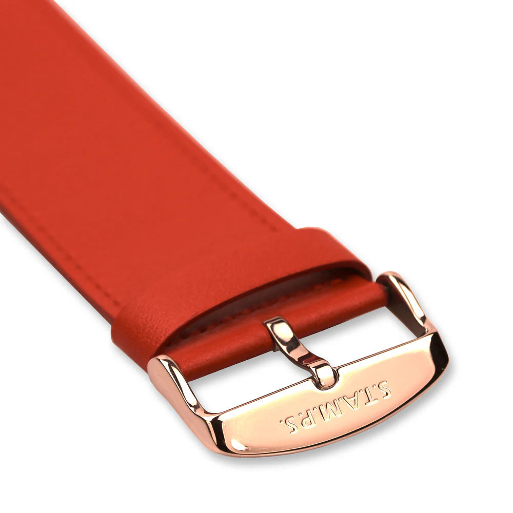 Horlogeband Classic Leder Rood - detailfoto 3