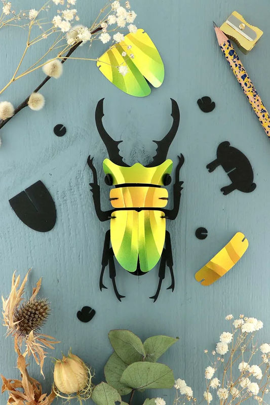 3D Papieren Hert Kever Mango Groen Metallic - cadeau van Kado in Huis