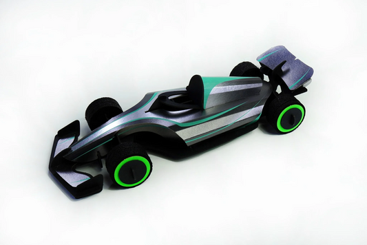 Raceauto van Papier Carbon Zilver - cadeau van Kado in Huis