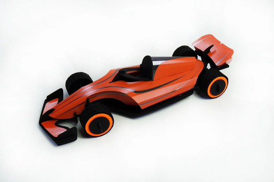 Raceauto van Papier Flaming Orange - cadeau van Kado in Huis