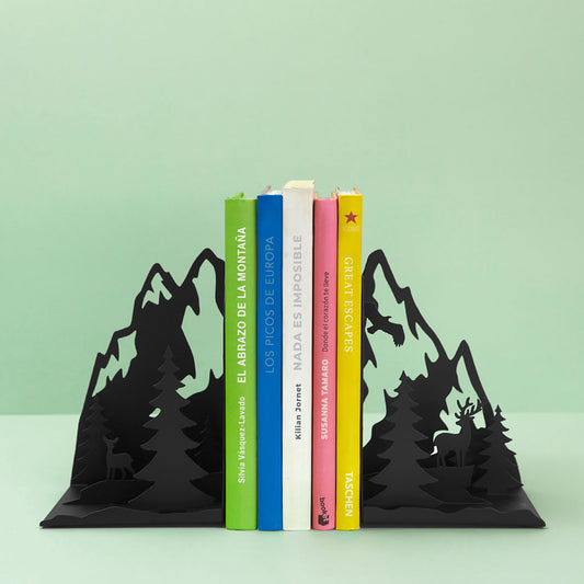 Boekensteun Bergen Zwart - cadeau van Kado in Huis