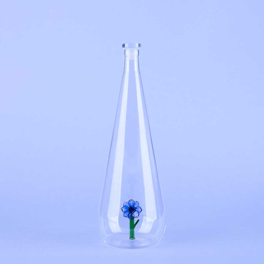 waterfles glas botanische anemoon blauw - cadeau van Kado in Huis