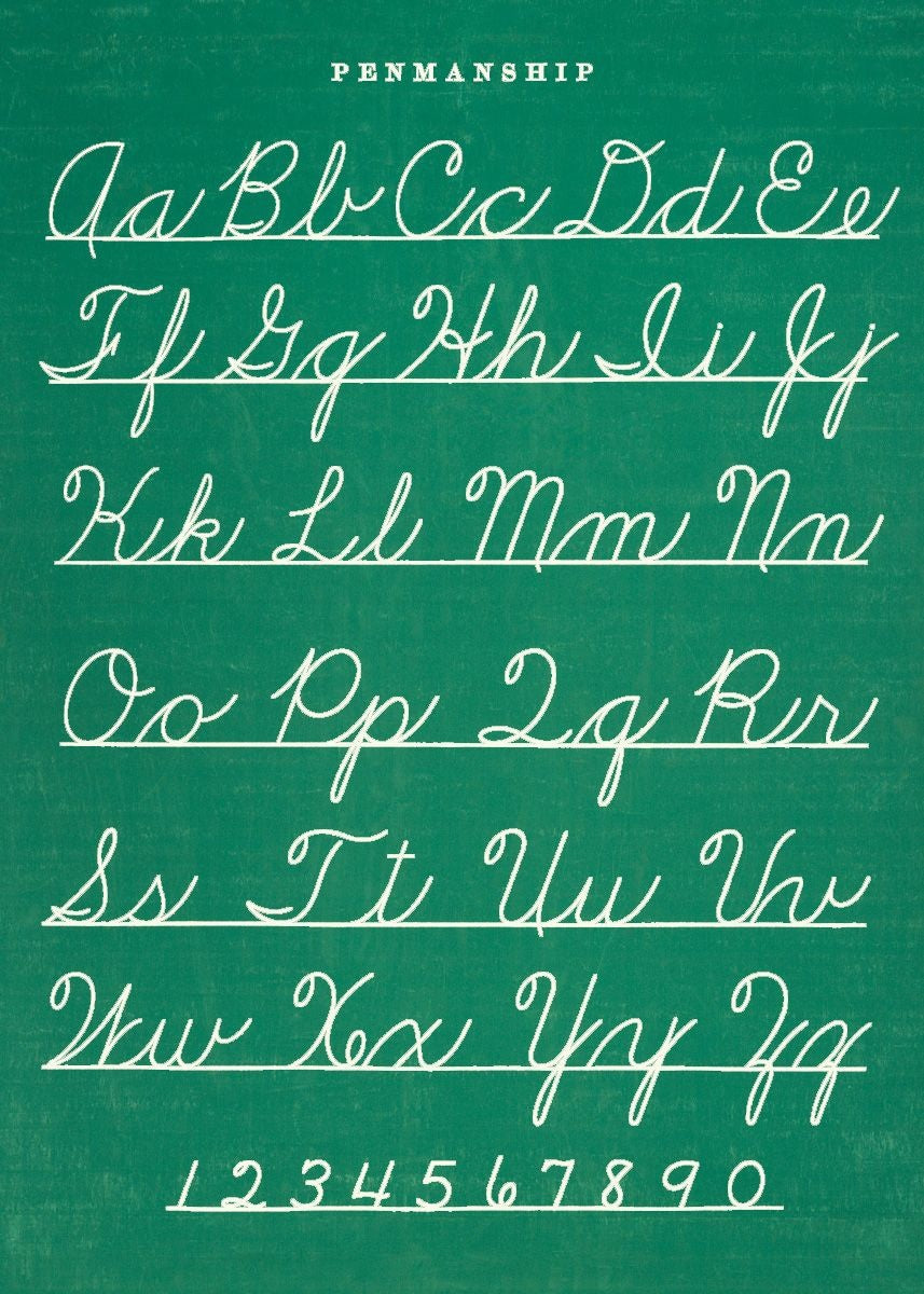 Vintage Schoolposter Penmanship - cadeau van Kado in Huis