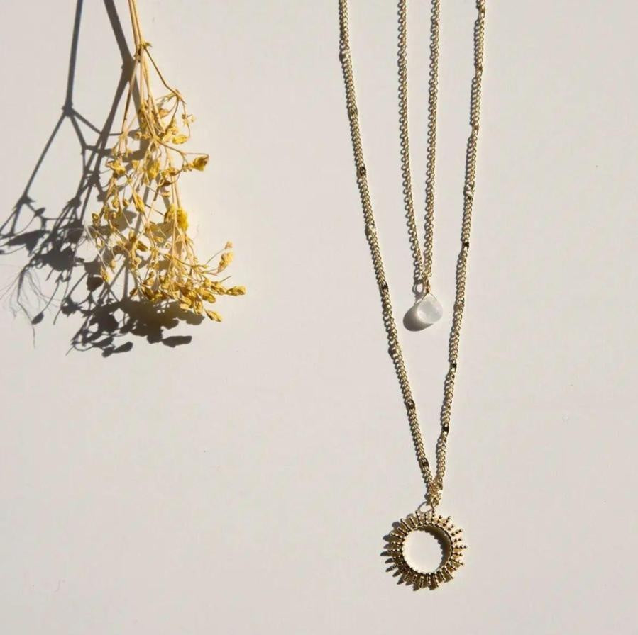 Halsketting Glas Zon creme - cadeau van Kado in Huis