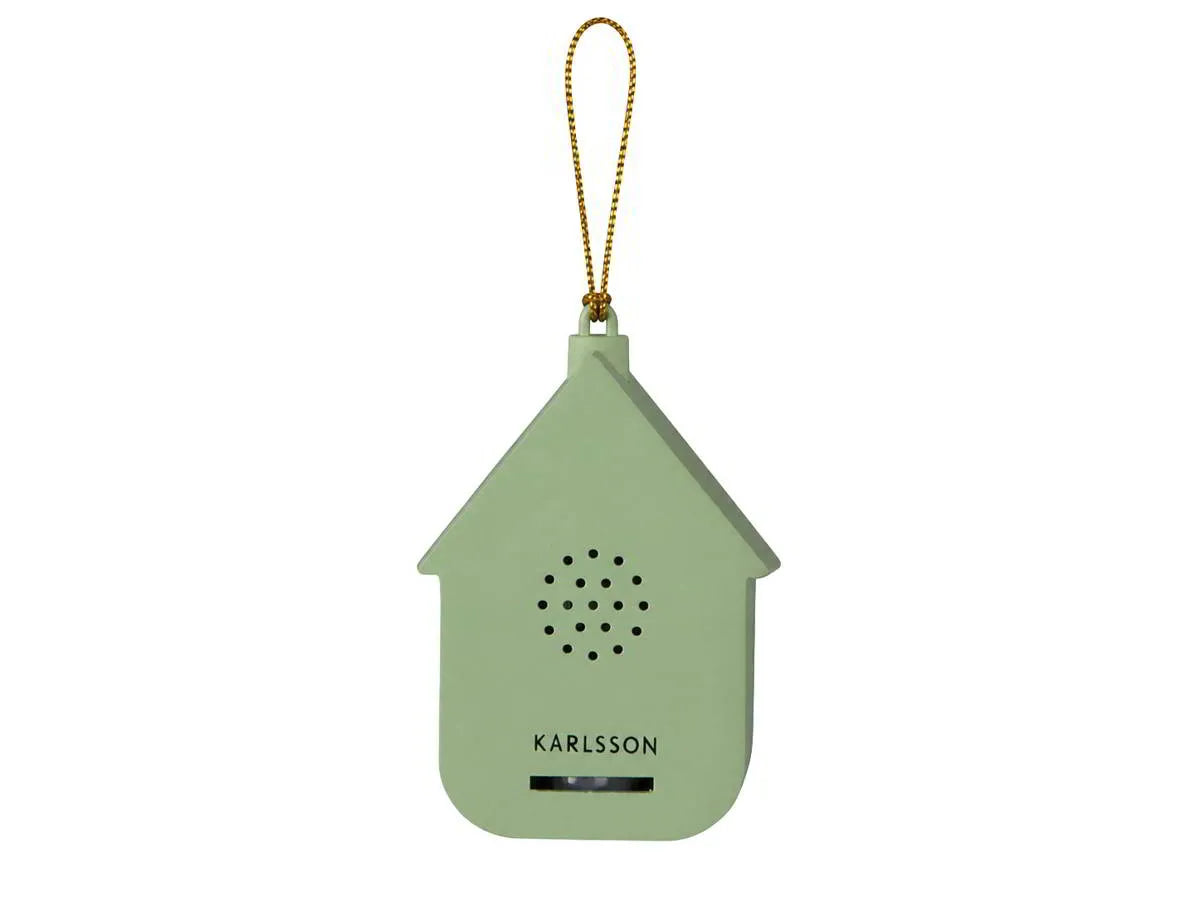 Karlsson Sound Box Mini Cuckoo Groen compacte mini geluidsbox met matte groene finish en een elegante gouden hanger voorkant productfoto.