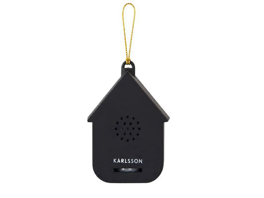 Karlsson Sound Box Mini Cuckoo Zwart compacte mini geluidsbox met matte zwarte finish en een elegante gouden hanger voorkant productfoto.