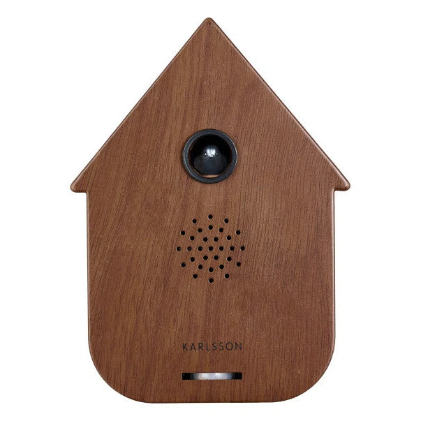 Karlsson Sound Box Modern Cuckoo Dark Wood moderne geluidsbox met donkere houtlook voorkant productfoto.
