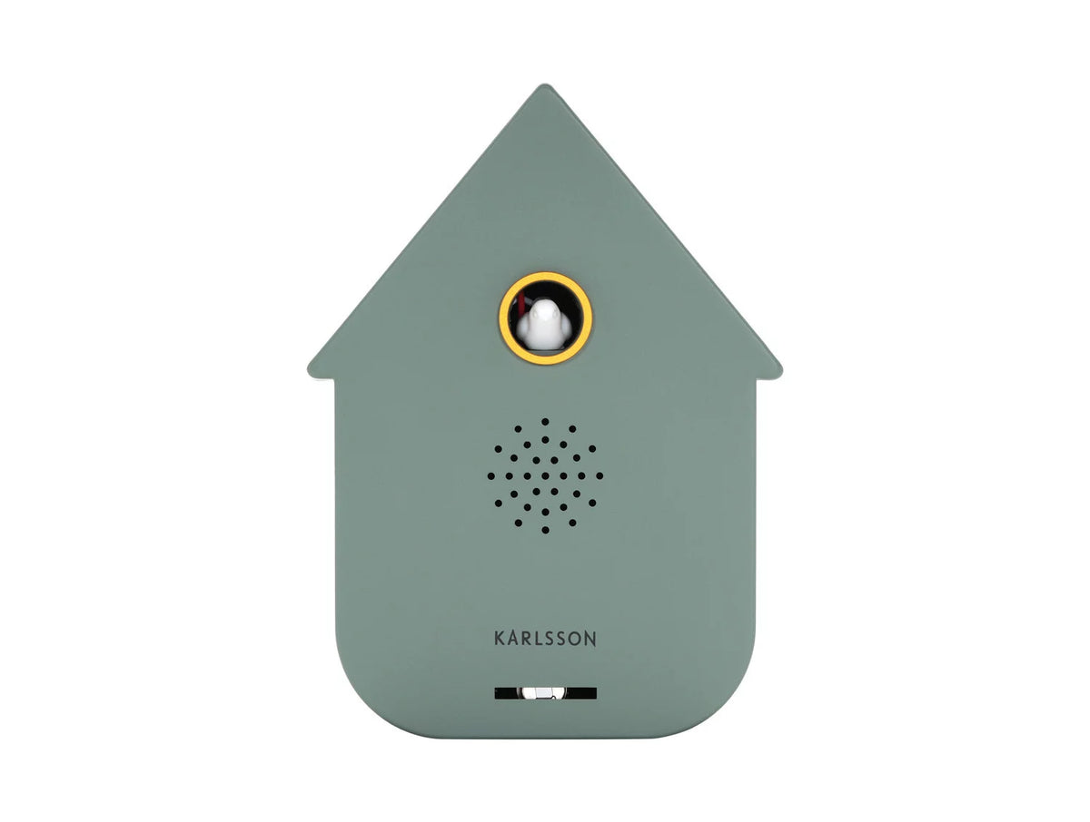 Karlsson Sound Box Modern Cuckoo Groen moderne geluidsbox in de vorm van een minimalistisch huisje voorkant productfoto