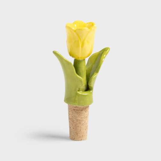 Wijnstopper geel tulp - cadeau van Kado in Huis