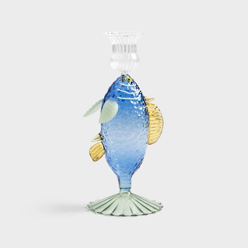 Kandelaar Vis Blauw - cadeau van Kado in Huis