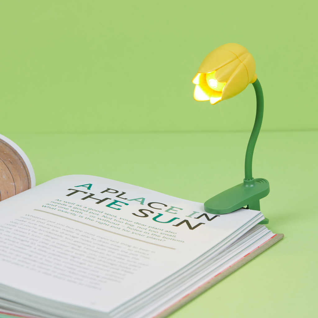 Leeslampje boek geel tulp - cadeau van Kado in Huis
