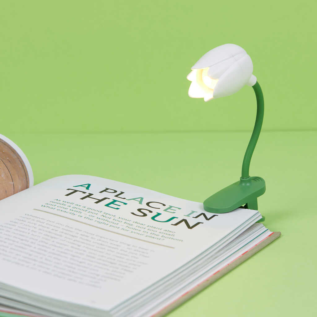 Leeslampje boek wit tulp - cadeau van Kado in Huis
