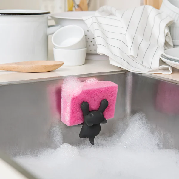 Sponshouder Scrubby Kat Grijs - cadeau van Kado in Huis
