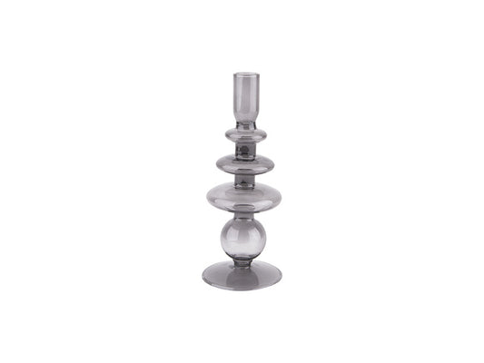 Kandelaar Glass Art ringen zwart 22,5cm - cadeau van Kado in Huis