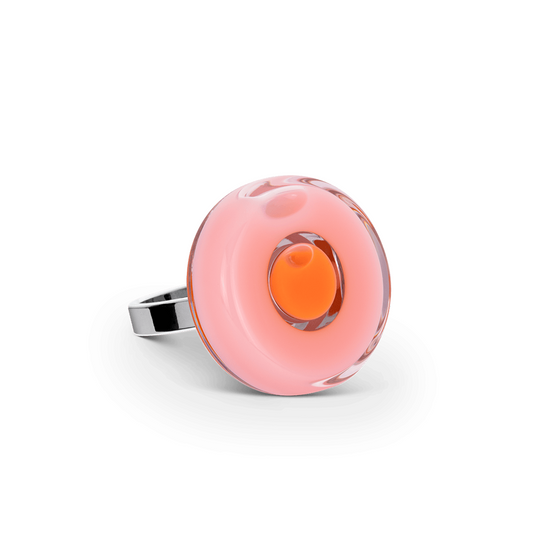 glas ring roze oranje duo mini - cadeau van Kado in Huis
