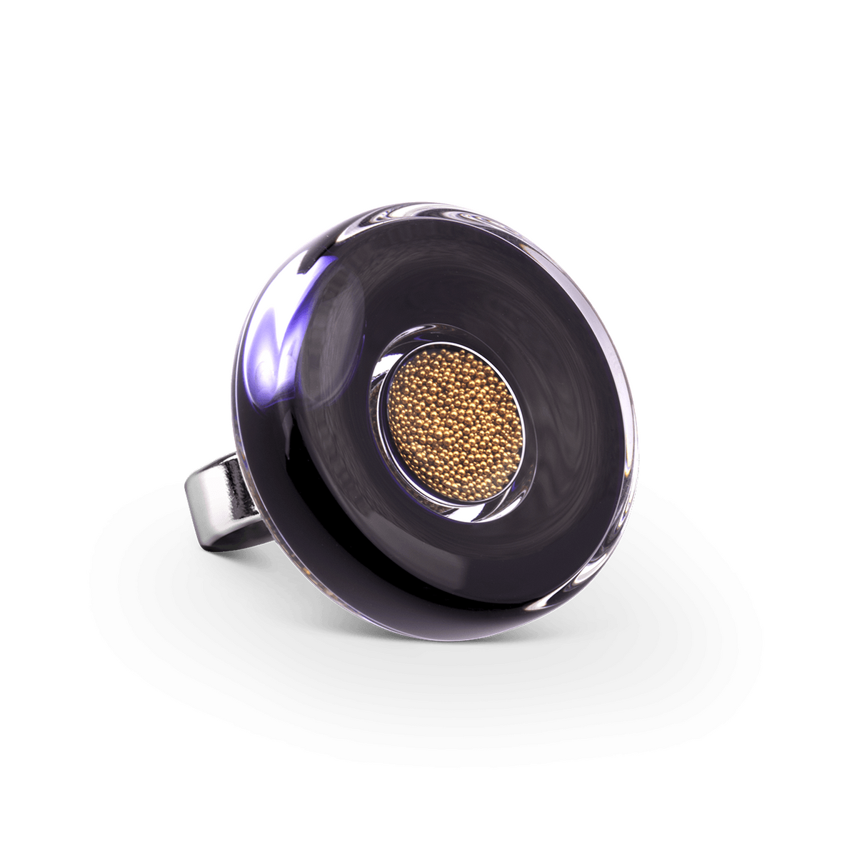 glas ring zwart goud medium duo - cadeau van Kado in Huis