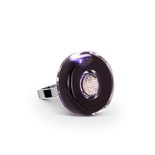 glas ring duo mini zwart zilver - cadeau van Kado in Huis